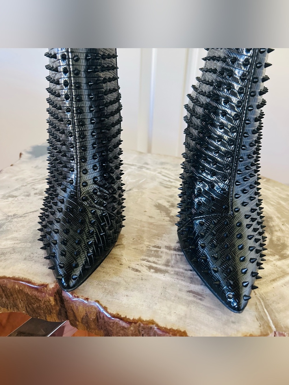 New no box Steve Madden Black Spike-Embellished Stiletto Ankle Boot - Picture 5 of 6